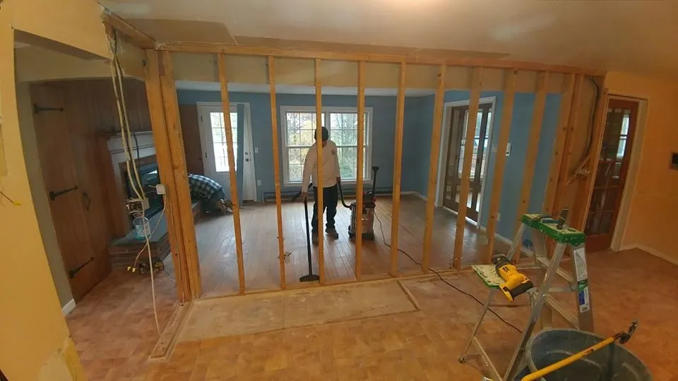 New stud walls framed out for a room addition